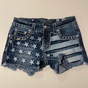 Miss Me American Flag Cutoff Shorts - Size 27